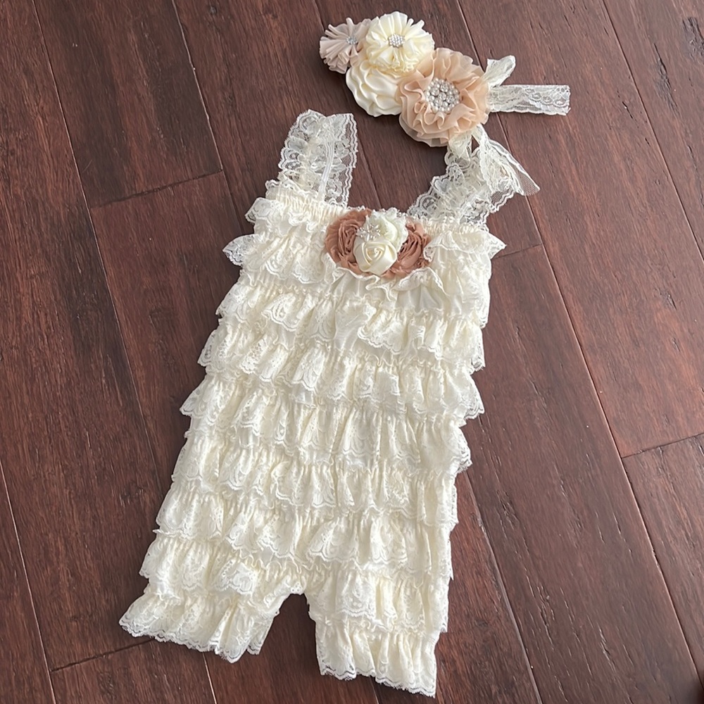 Lace Baby Romper and headband